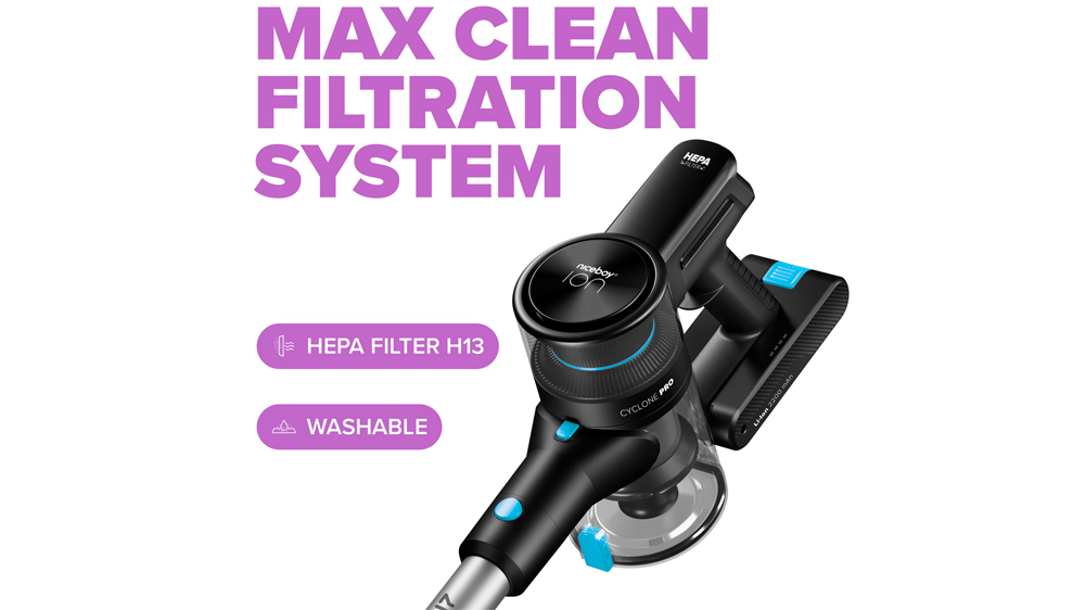 Filtrační systém MAX Clean u tyčového vysavače Niceboy ION Hurricane H7_03
