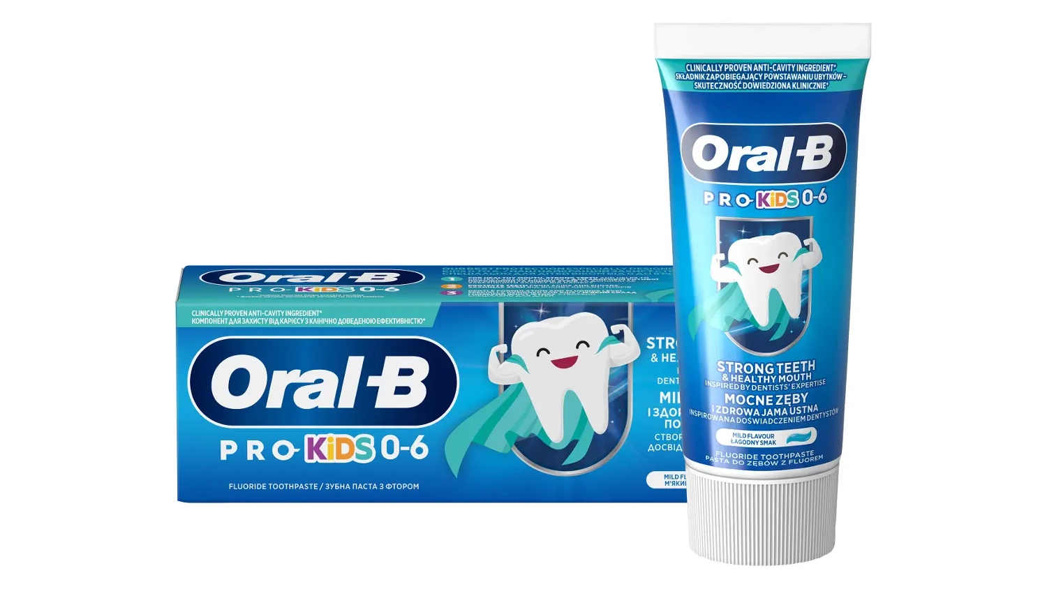 Tuba a obal zubní pasty Oral-B Pro Junior 0-6, 75 ml přední pohled