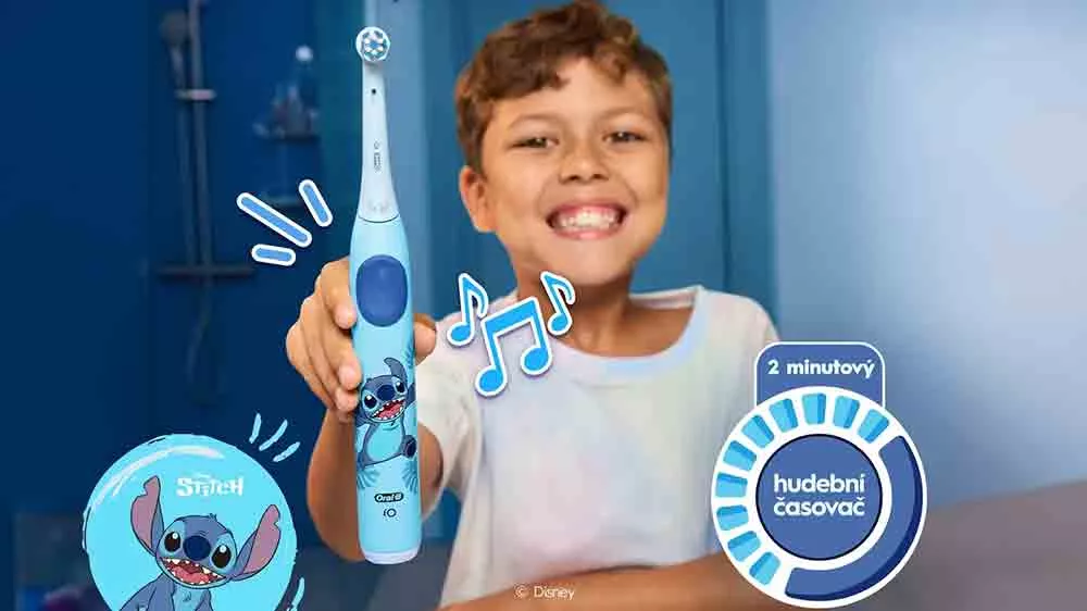 Dievča a hudobný časovač elektrickej zubnej kefky Oral-B iO Kids 6+ Stitch_03