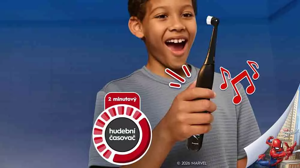 Chlapec a hudobný časovač elektrickej zubnej kefky Oral-B iO Kids 6+ Spiderman_03