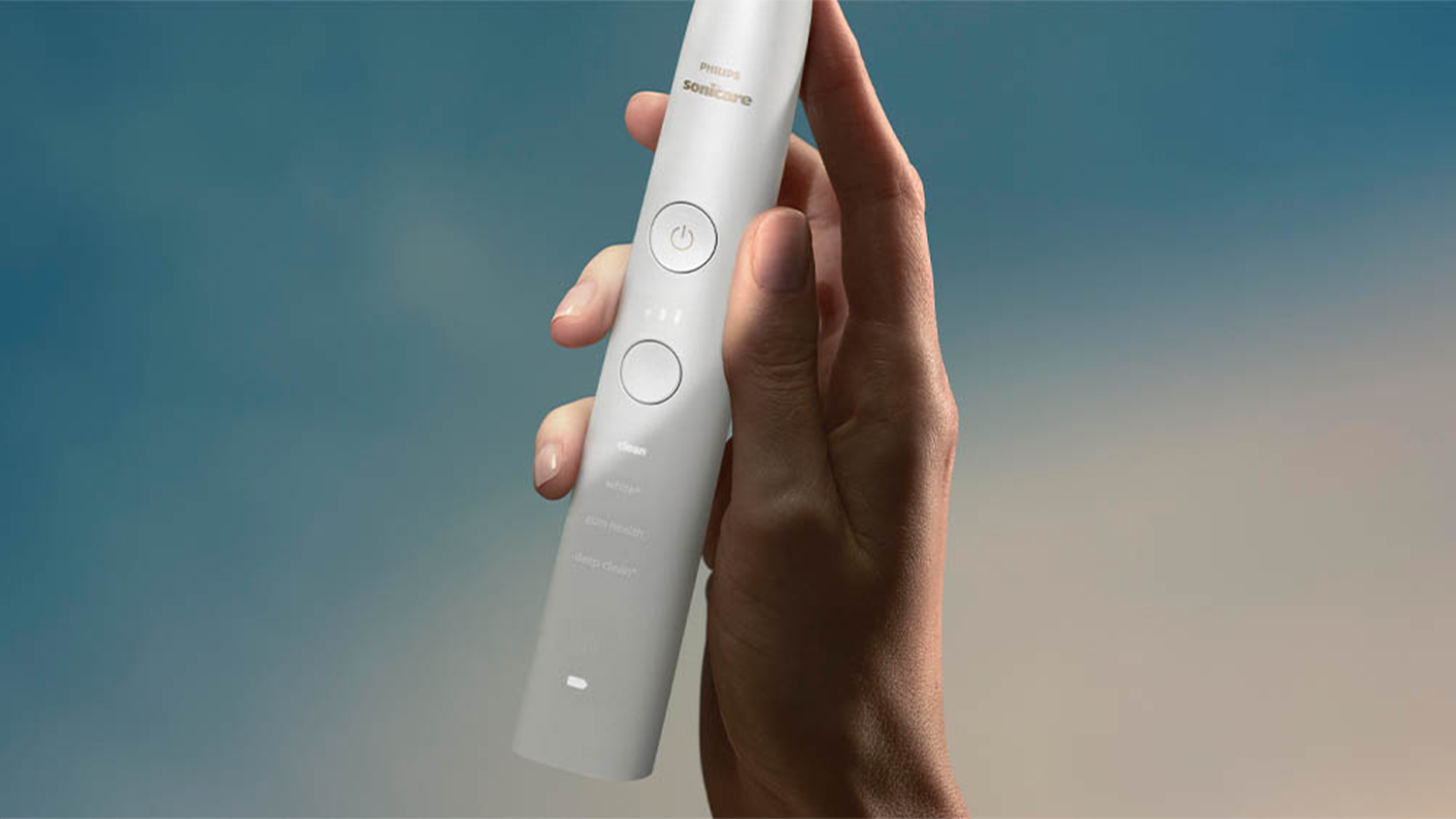 Detail na tělo Sonick&eacute;ho elektrick&eacute;ho zubn&iacute;ho kart&aacute;čku HX9911/19 Philips Sonicare 9000 DiamondClean v b&iacute;l&eacute; barvě