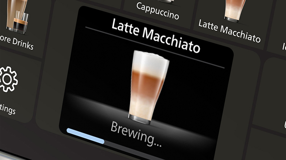 Displej automatického kávovaru Philips LatteGo EP4441/50 s navoleným Latte Macchiato_06