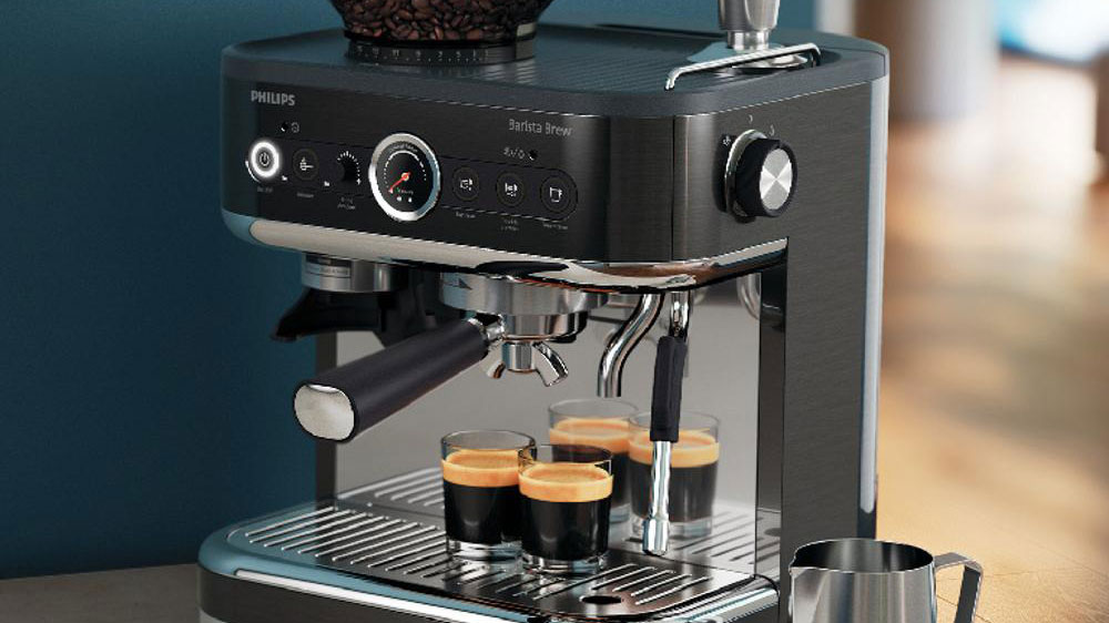 Pákové Espresso Philips PSA 3218/10 se šálky s kávou_03