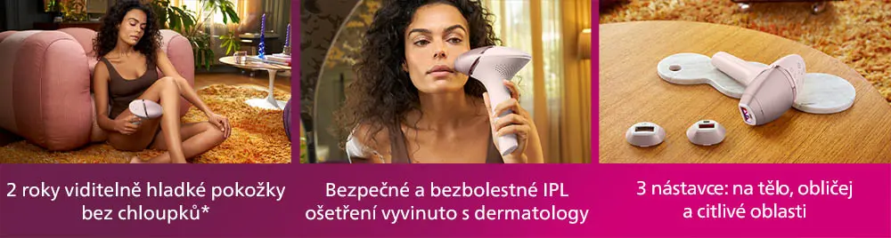 IPL epilátor Philips Lumea IPL 9900 SkinAI BRI953/02 použití na tělo, citlivé oblasti a obličej