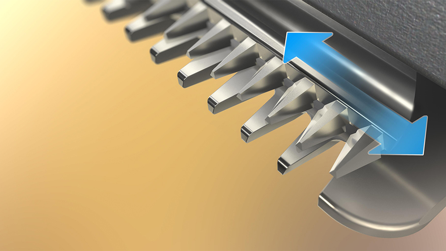 Detailný pohľad na kovové britvy zastrihávače HC7650/15 Philips Series 7000
