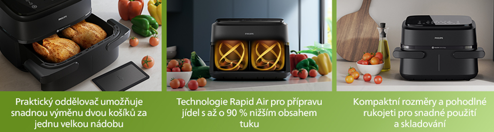 Horkovzdušná fritéze Philips Airfryer 1000 Series se dvěma zásuvkami Model NA150/00
