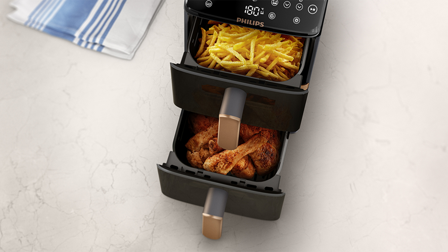 Horkovzdušná fritéza s dvěma koši nad sebou PHILIPS Řada 4000 NA46270