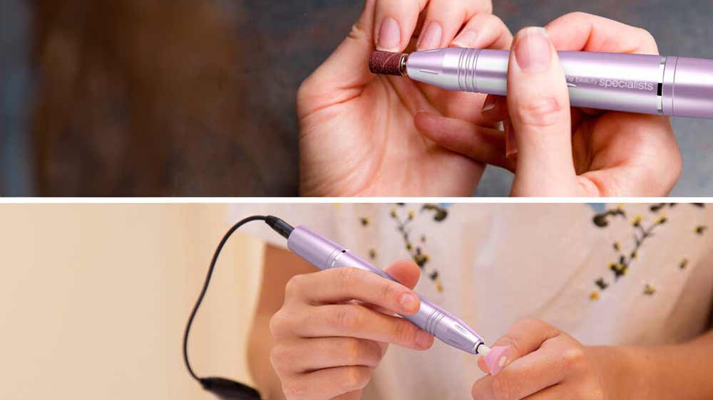 Dva způsoby využití elektrického pilníku na nehty Rio NAEF_02“