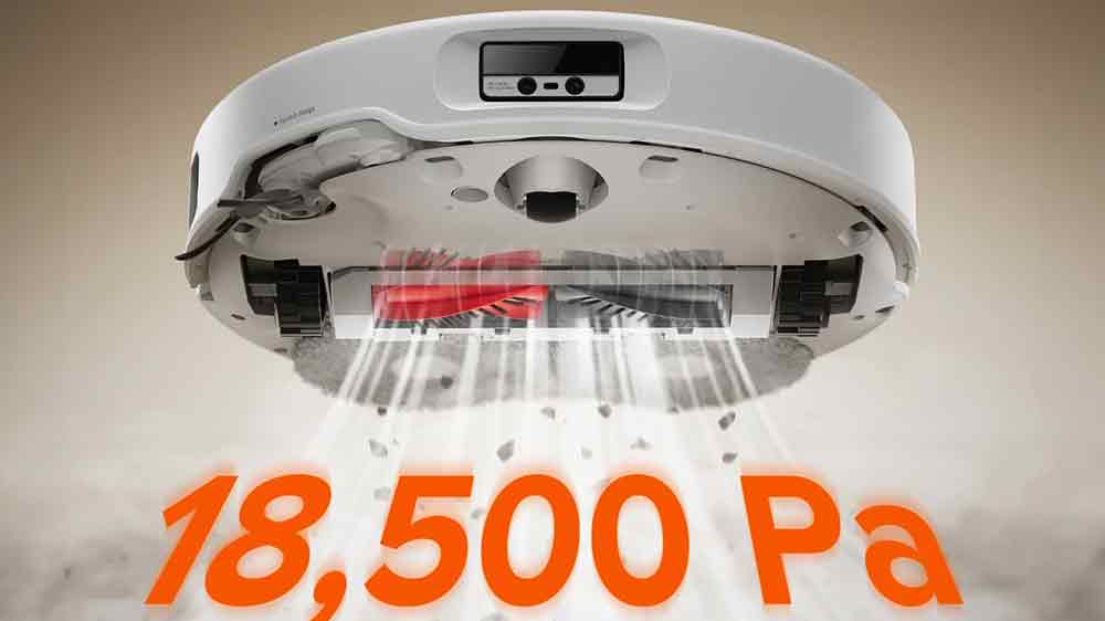 Výkon robotického vysavača 2 v 1 Roborock Qrevo Curv_02 je až 18 500 Pa HyperForce