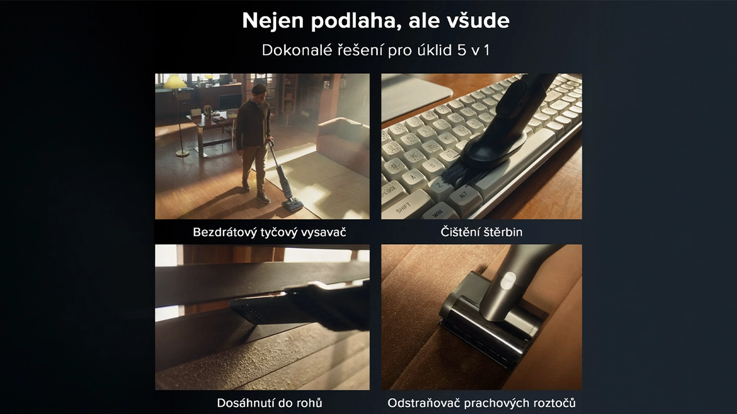 4 ukázky úklidu s vysavačem Roborock