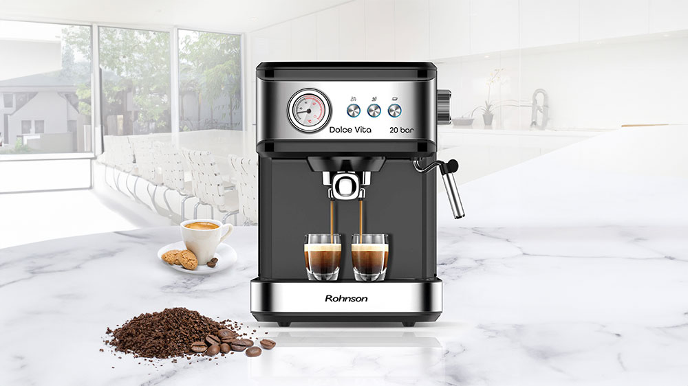 Pákové espresso Rohnson Dolce Vita R-9803 na kuchyňské lince_02
