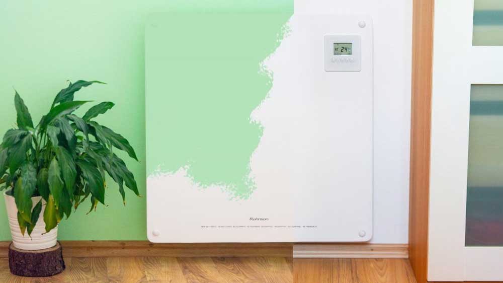 ECO Keramický topný panel Rohnson R-057 namalován na zeleno jako zeď_02
