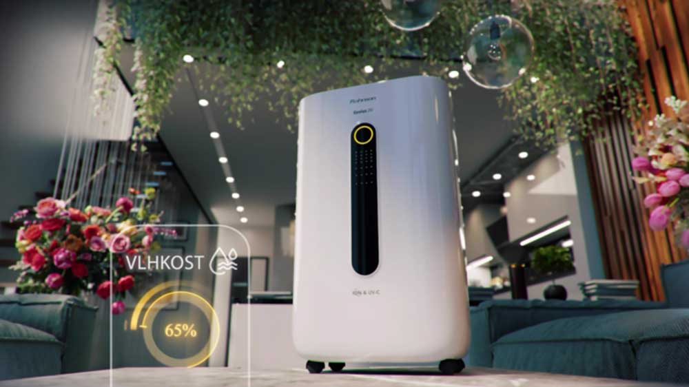 Odvlhčovač vzduchu Rohnson R-9920 Genius 20 Wi-Fi ION and UV-C v interiéru_02