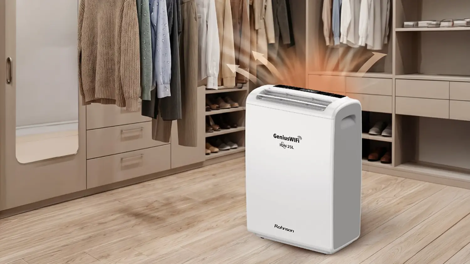 Odvlhčovač Rohnson R-95025 využitý při sušení oblečení