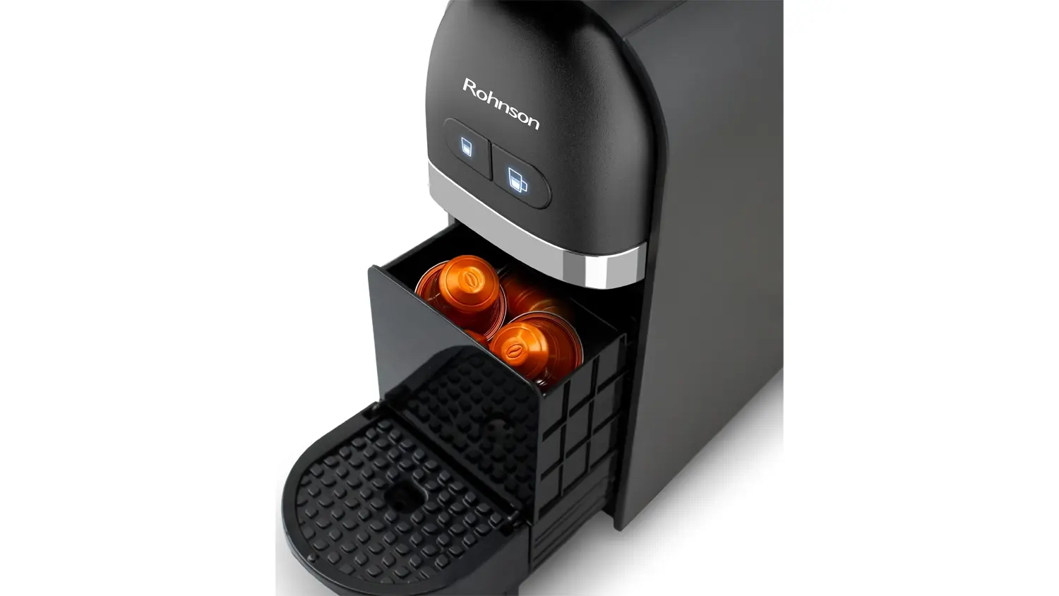 K&aacute;vovar na kapsle Rohnson R-98042 s k&aacute;vov&yacute;mi kapslemi