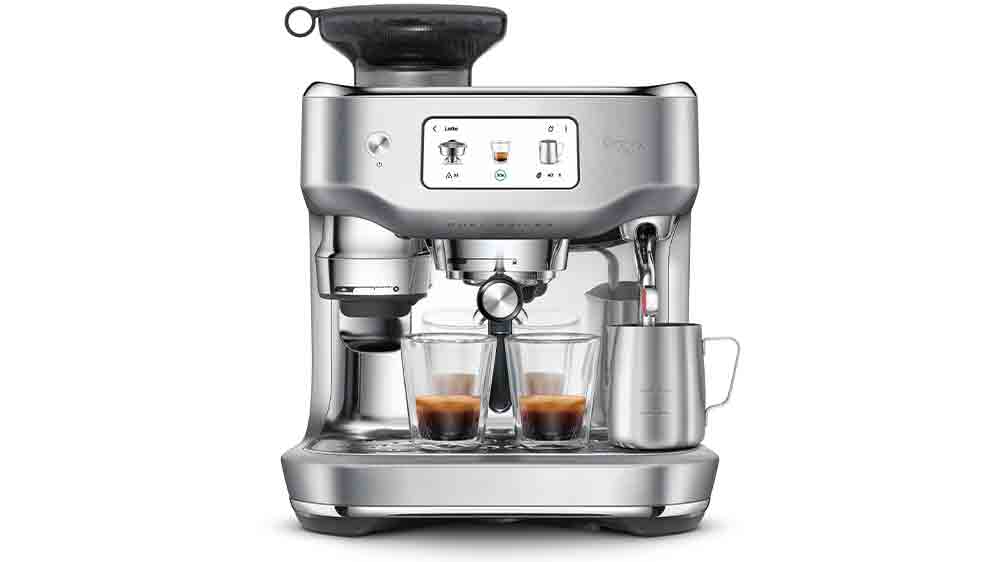 P&aacute;kov&eacute; Espresso Sage SES995BSS THE ORACLE&trade; DUAL BOILER připravuje k&aacute;vu a &scaron;leh&aacute; ml&eacute;ko _03