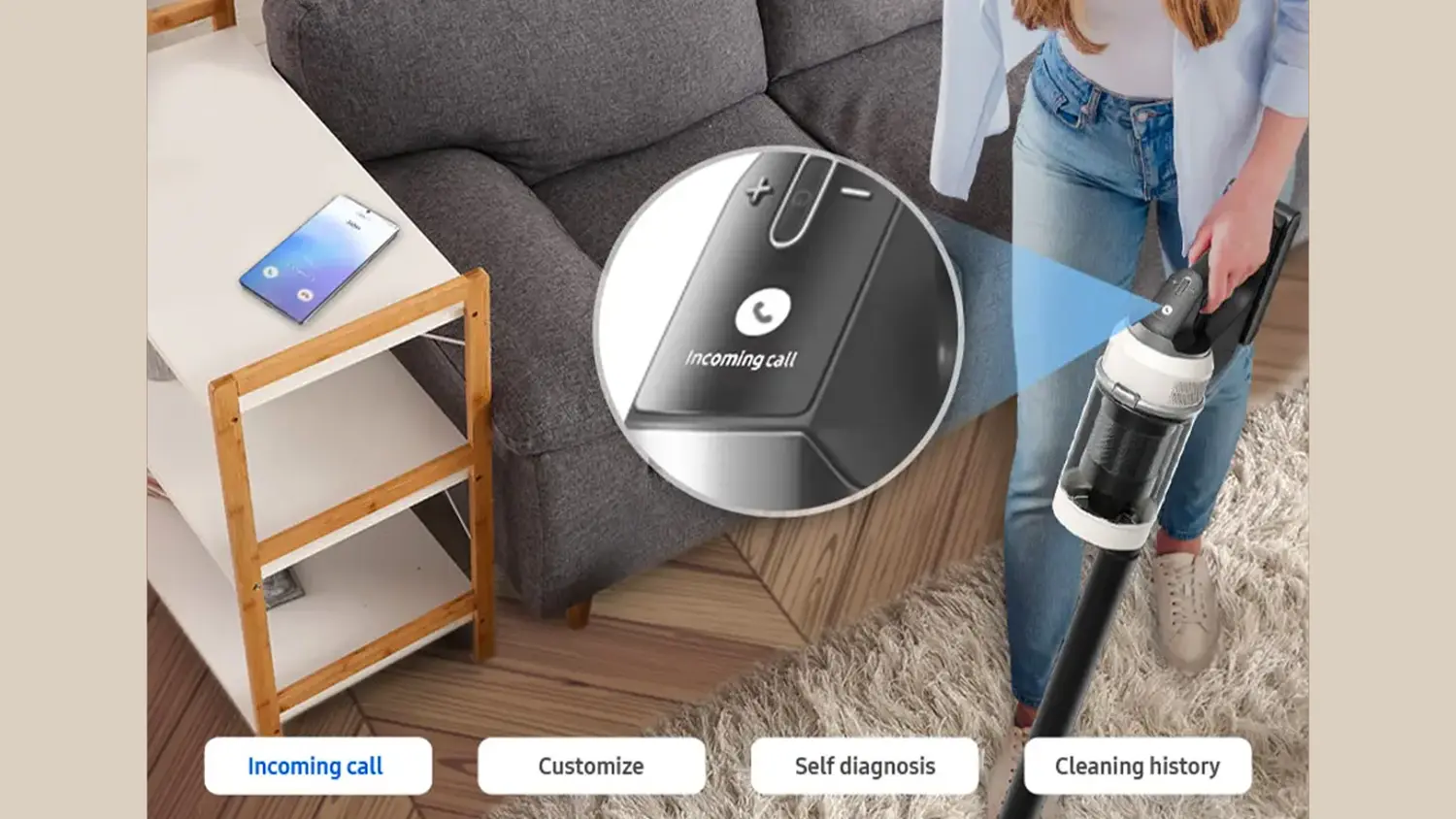 Propojení tyčového vysavače Samsung