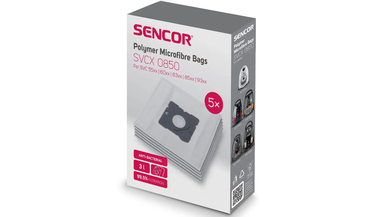Vreck&aacute; do vys&aacute;vača Sencor SVC 60/85/93 Polym&eacute;rov&eacute; mikrovl&aacute;kno 5 ks