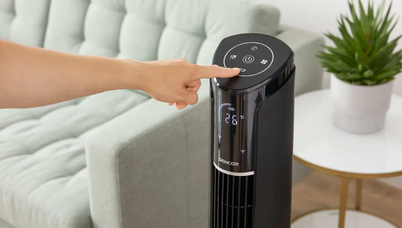 Celkov&yacute; pohled na elegantn&iacute; design ventil&aacute;toru Sencor