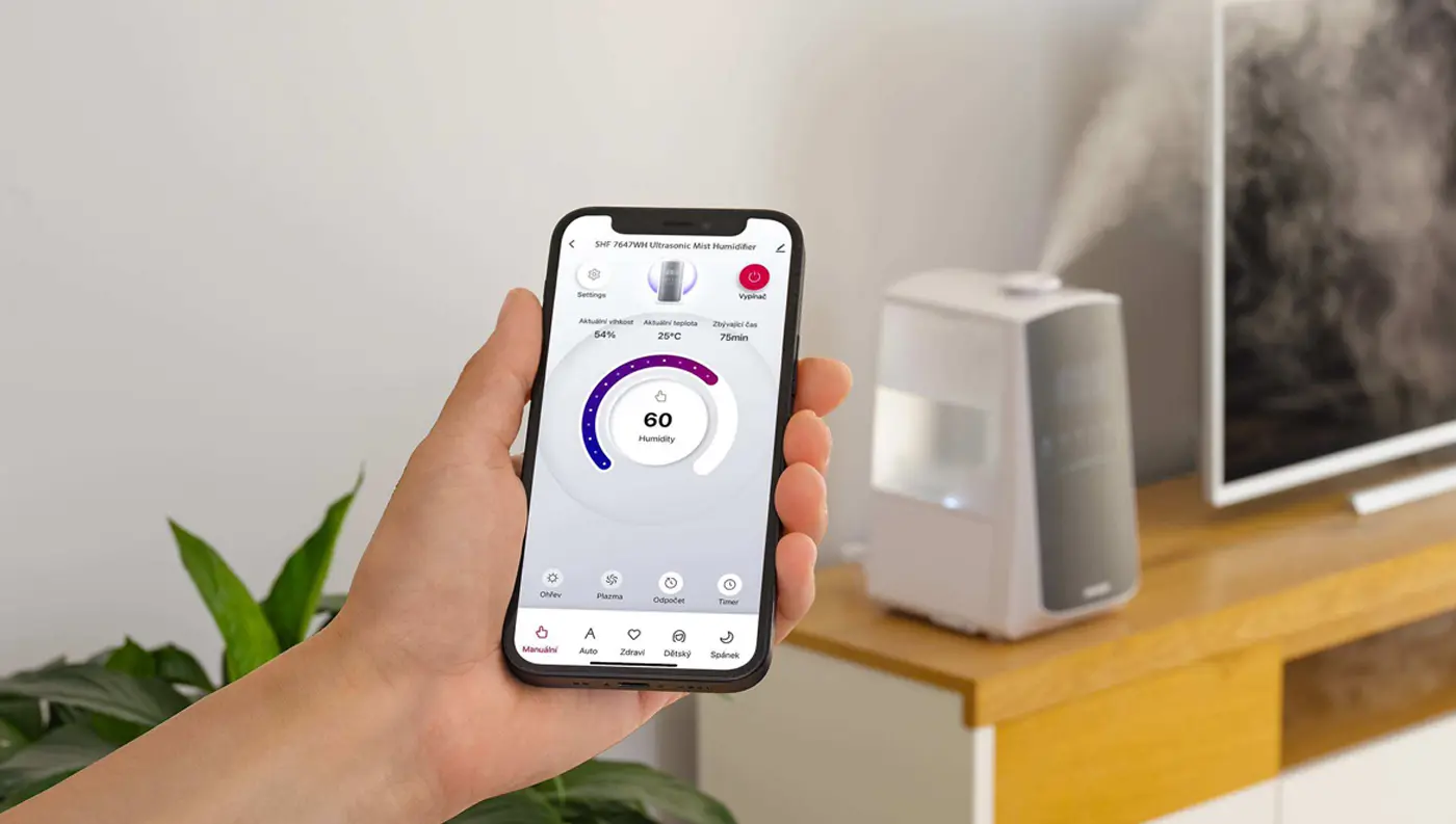Sencor HOME alkalmazás és távirányító a párásító kényelmes vezérléséhez