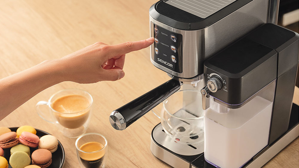 Poloautomatické espresso Sencor SES 4910SS ovládací panel_03
