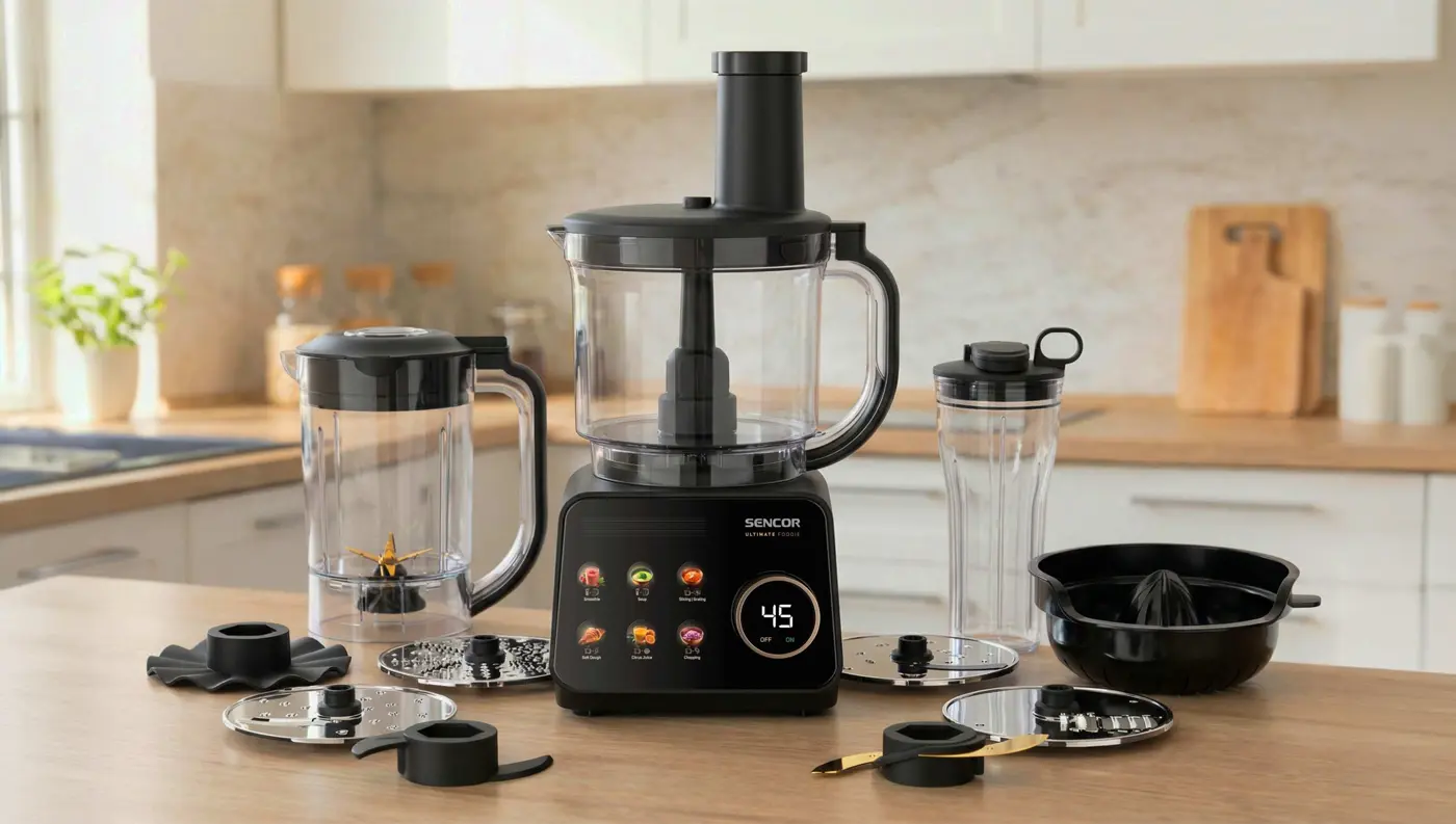 Food processor se širokou škálou příslušenství