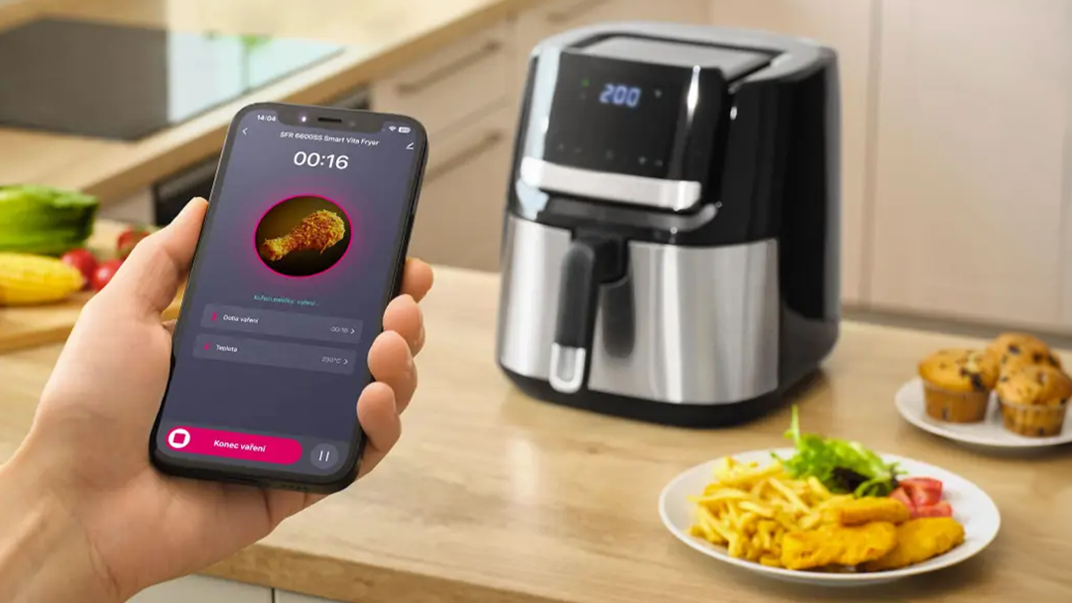 Ovládání horkovzdušné fritézy sencor SFR 6600SS pomocí aplikace