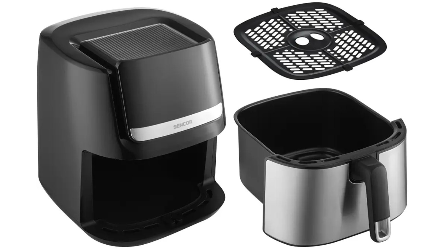 Obsah balení horkovzdušné fritézy Sencor SFR 6600SS