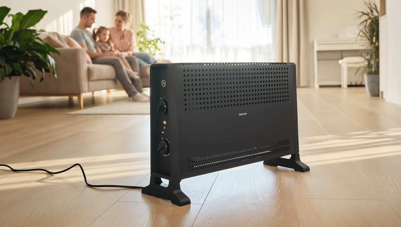 Konvektor s ventil&aacute;torem př&iacute;jemně vyhřeje m&iacute;stnost