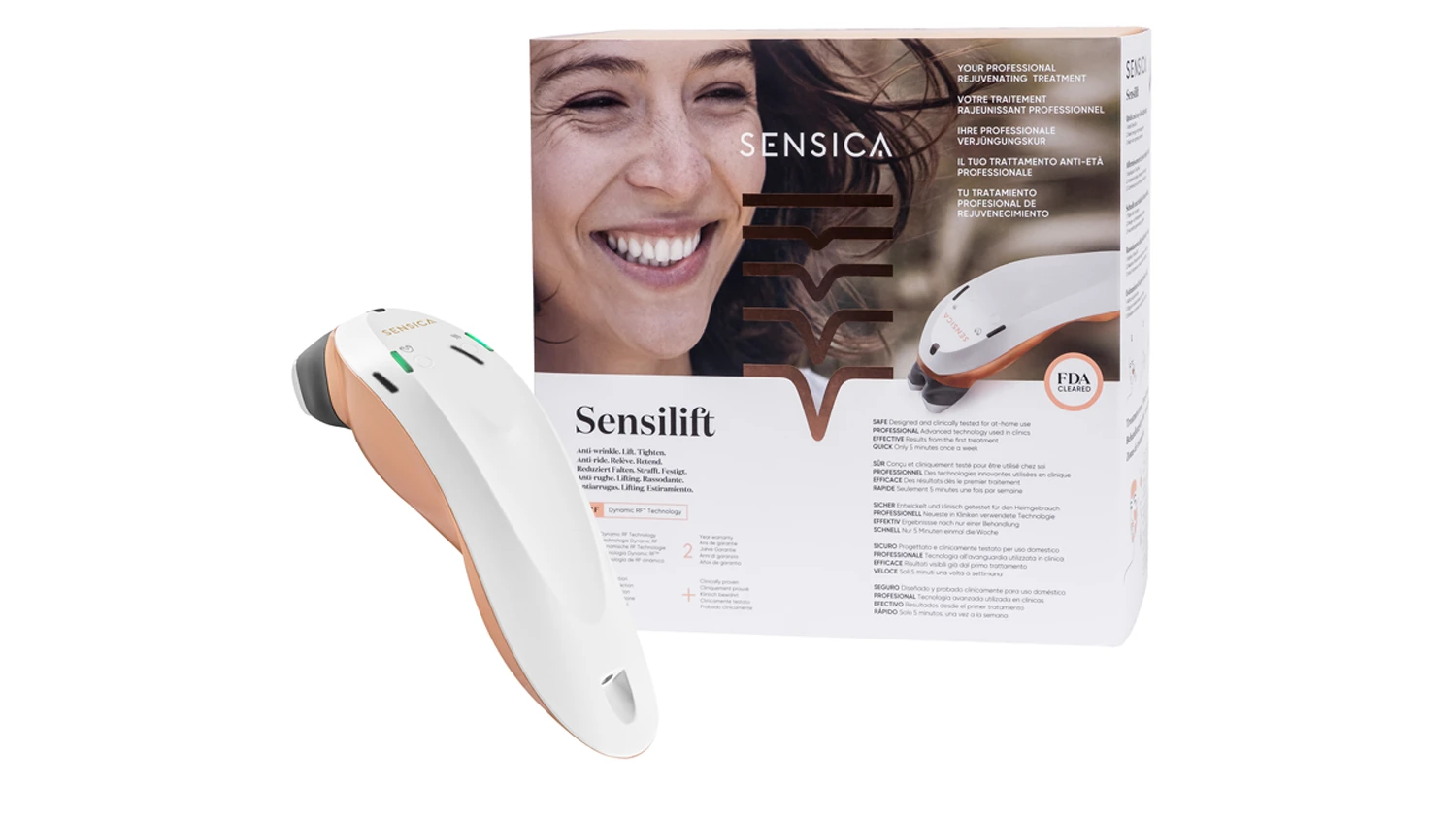 Snímek obsahu balení RF zařízení proti vráskám Sensica Sensilift