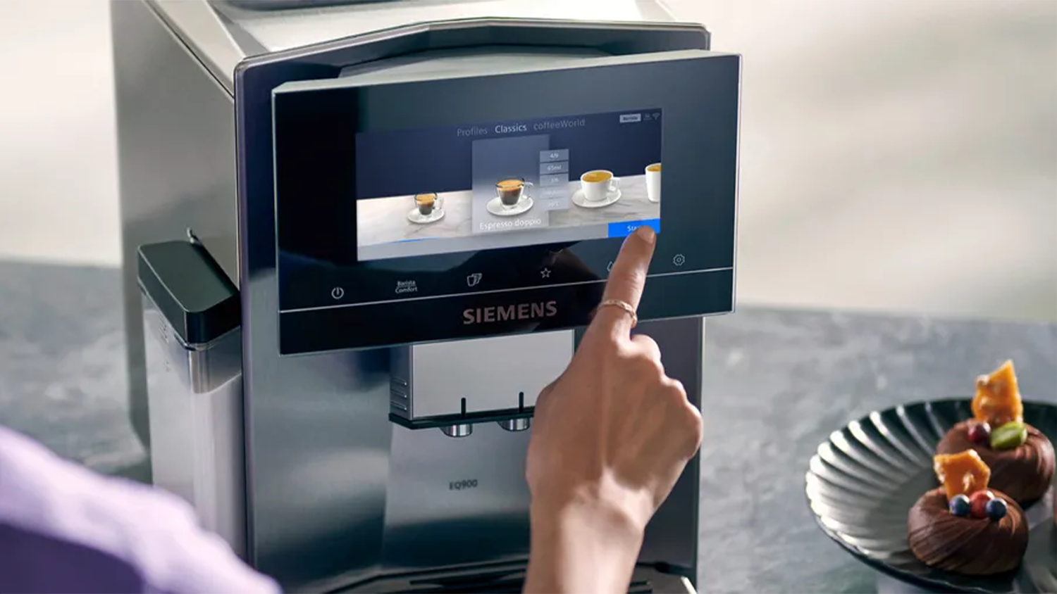 Obsluha automatického kávovaru Siemens TQ923E43 EQ900 iAroma