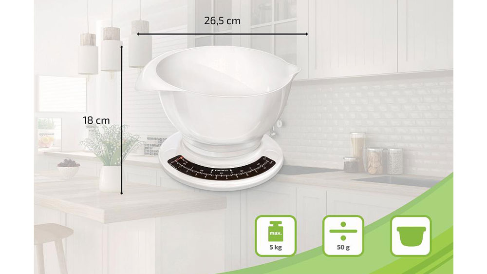Bílá kuchyňská váha s mísou Soehnle CULINA PRO a její rozměry_03