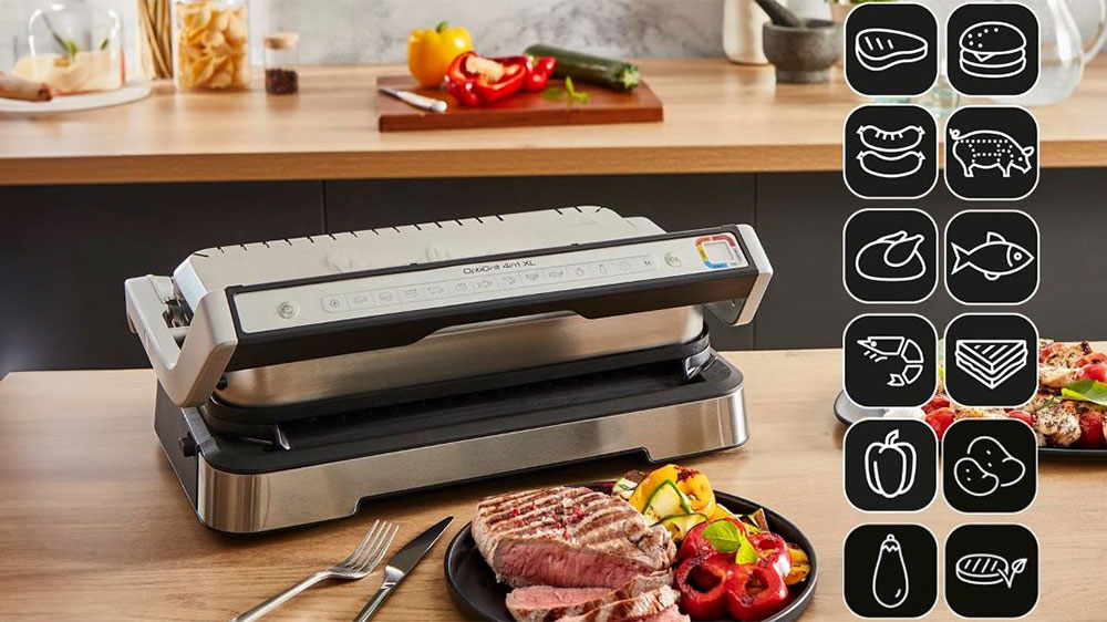 Inteligentní gril Tefal Optigrill 2v1 XL GC728D10 na lince s jídlem_02