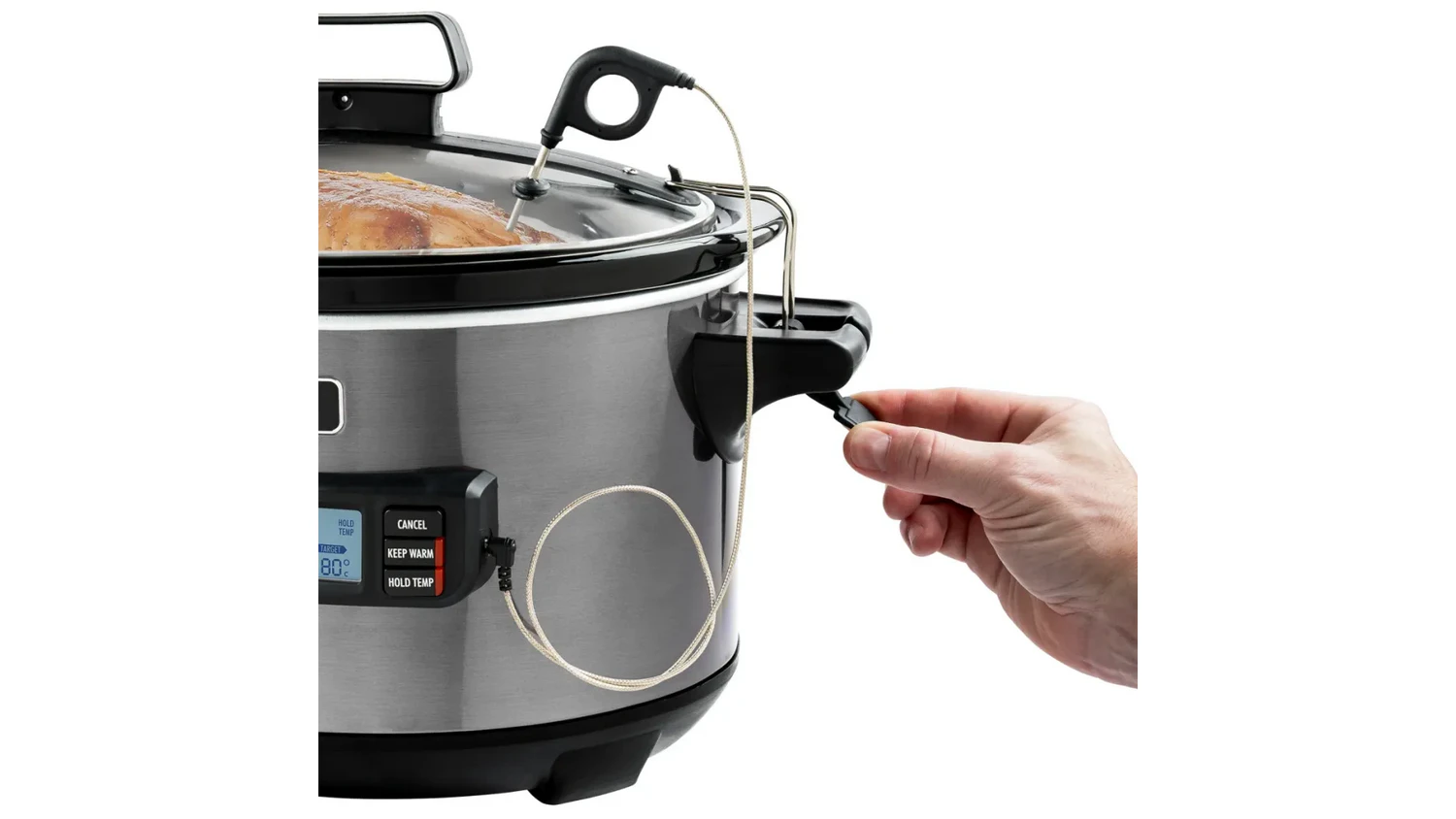 Použ&iacute;v&aacute;n&iacute; teplotn&iacute; sondy u pomal&eacute;ho hrnce Tesla SlowCook S900 Plus