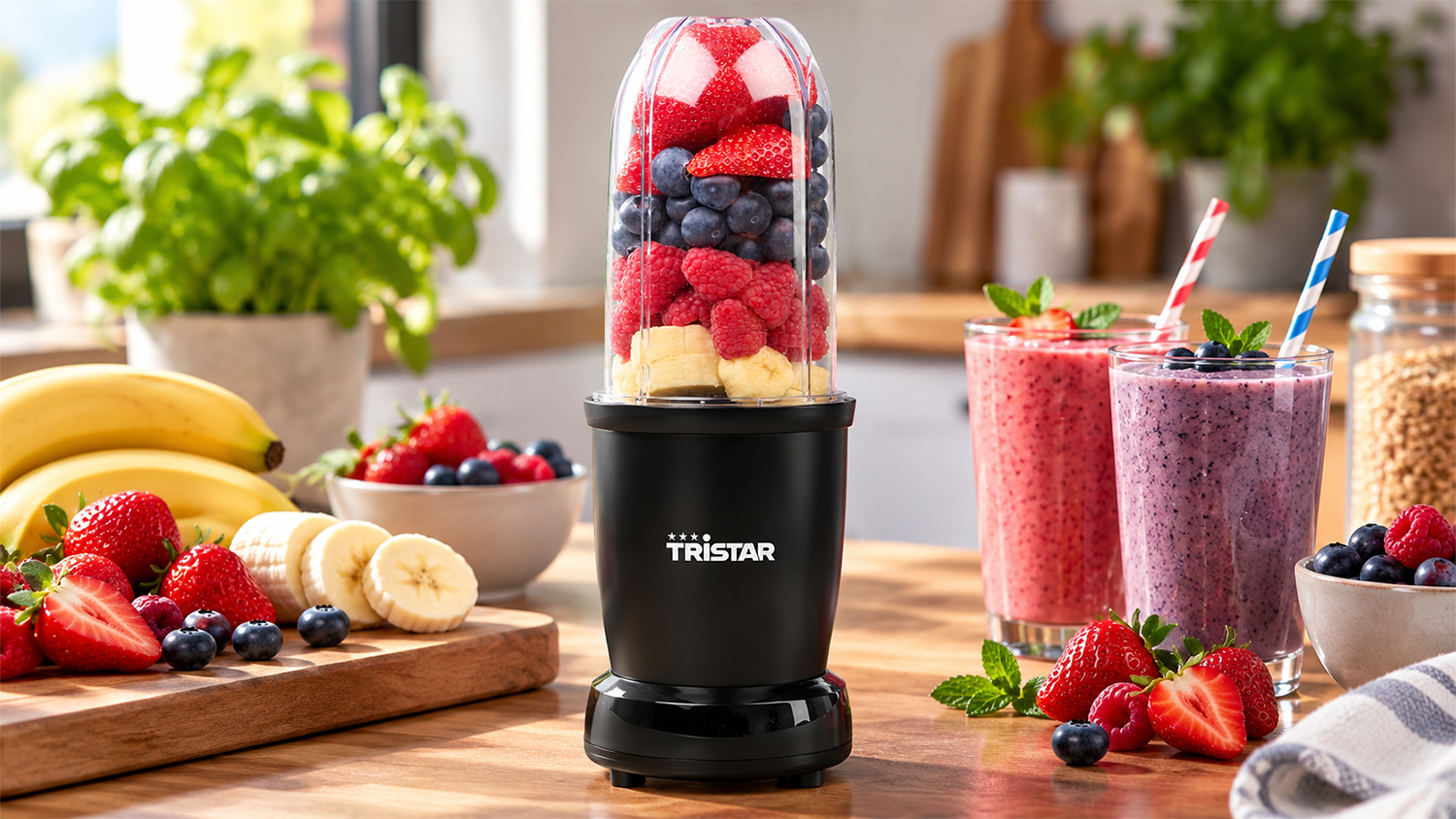 Smoothie mix&eacute;r Tristar BL-4486 na kuchyňsk&eacute; lince