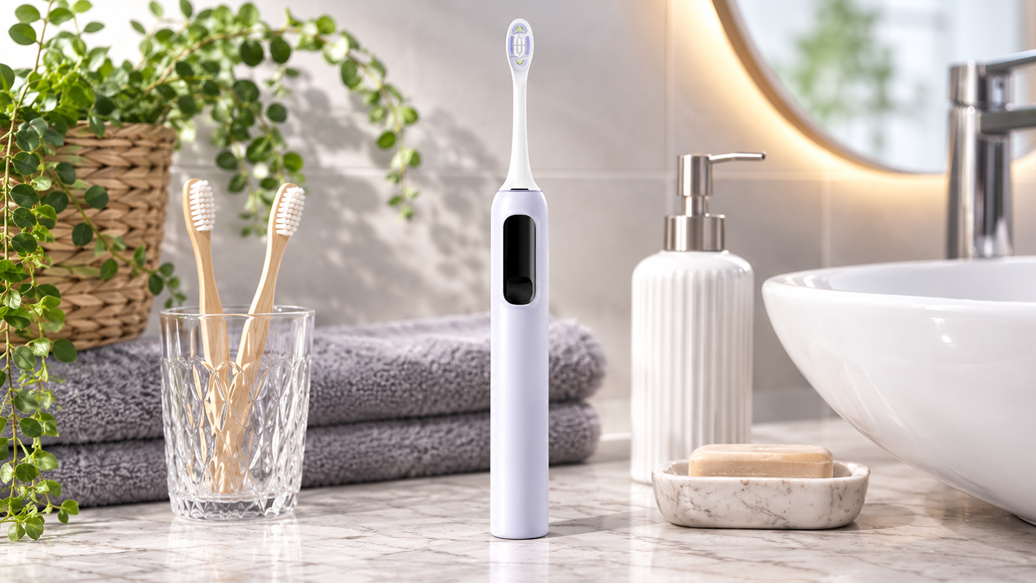Oscilačná elektrická zubná kefka Xiaomi MES610 v kúpeľni