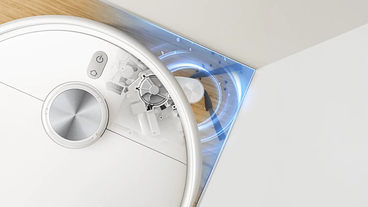 Robotický vysavač XIAOMI S40 Pro vysávající roh místnosti
