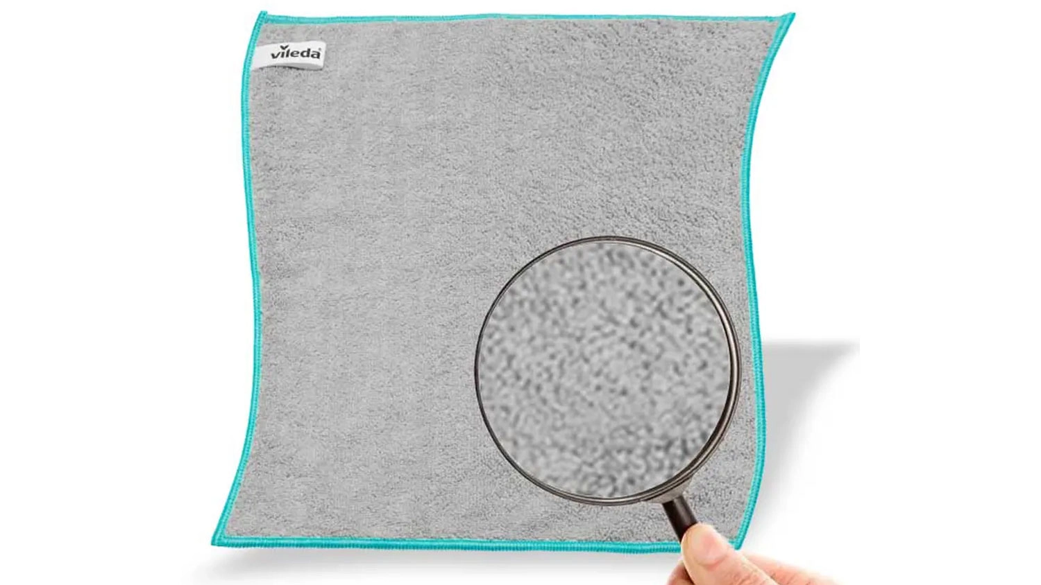 Lupa s detailom štruktúry handričky Vileda Pro Clean