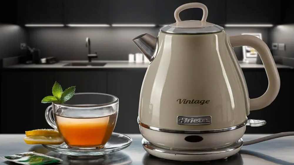 Rychlovarná konvice Ariete Vintage 2868/03 krémová v kanceláři_02