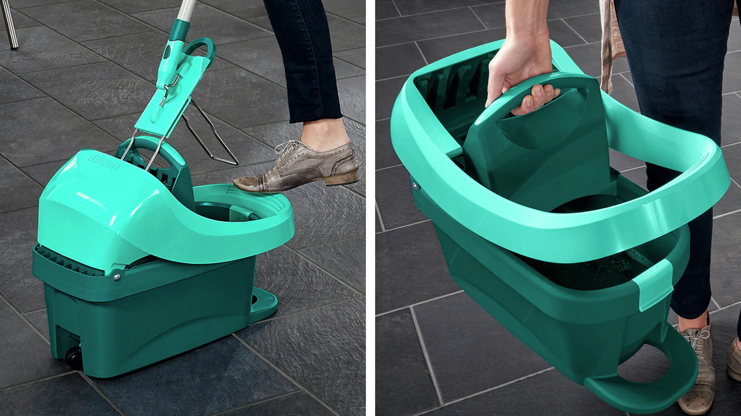 Žd&iacute;mac&iacute; vědro na mop Leifheit Profi XL 55076 při použ&iacute;v&aacute;n&iacute; s důrazem na ergonomii a snadnou manipulaci