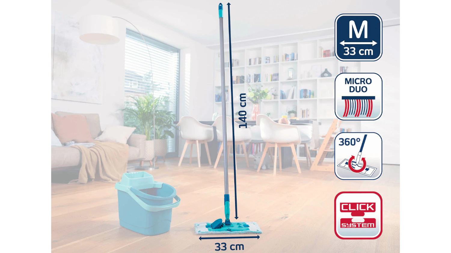 Podlahov&yacute; mop Leifheit POWER CLEAN M micro duo s informacemi