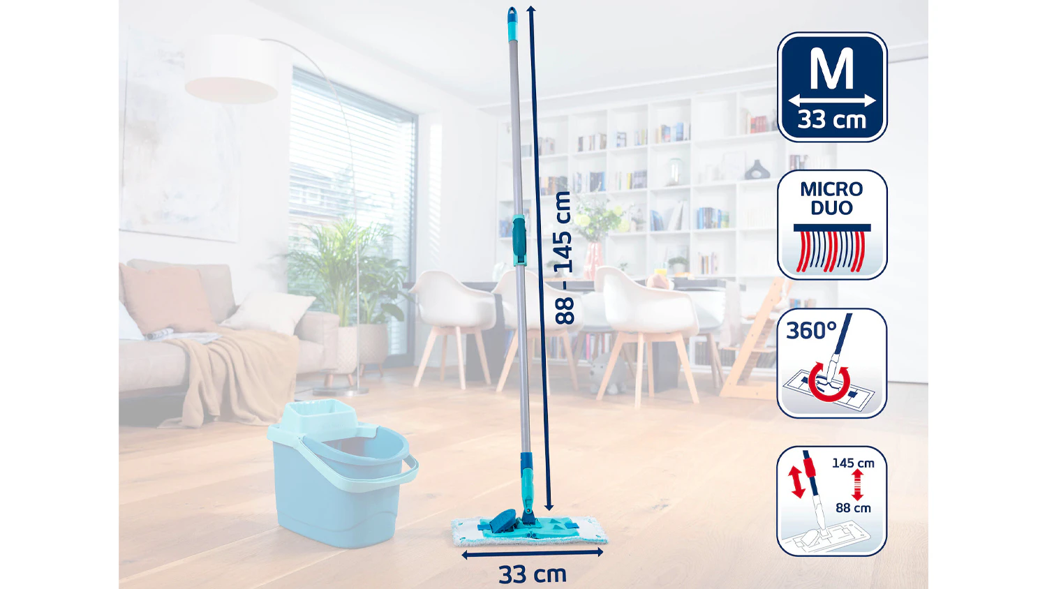 Teleskopick&yacute; mop Leifheit POWER CLEAN M 55512 s informacemi