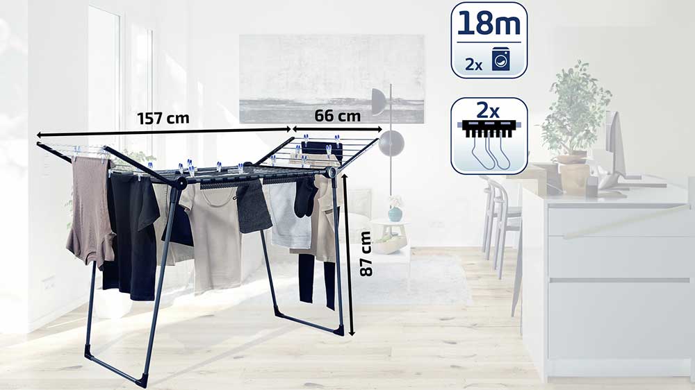 Sušák na prádlo LEIFHEIT 81589 v kuchyni rozložený_03