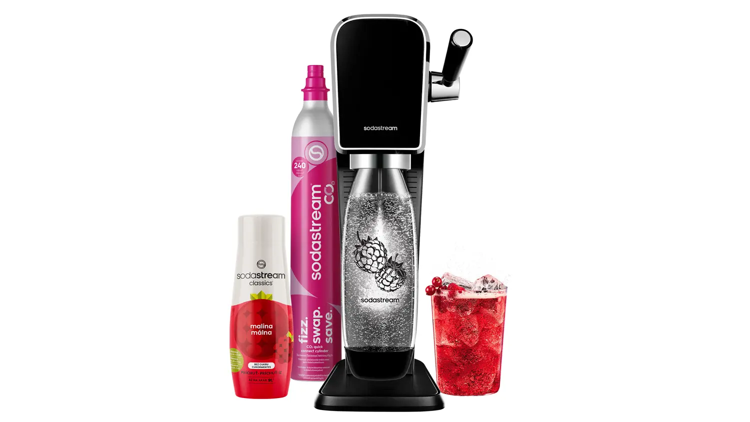 Megapack SodaStream ART Black Malina Zero