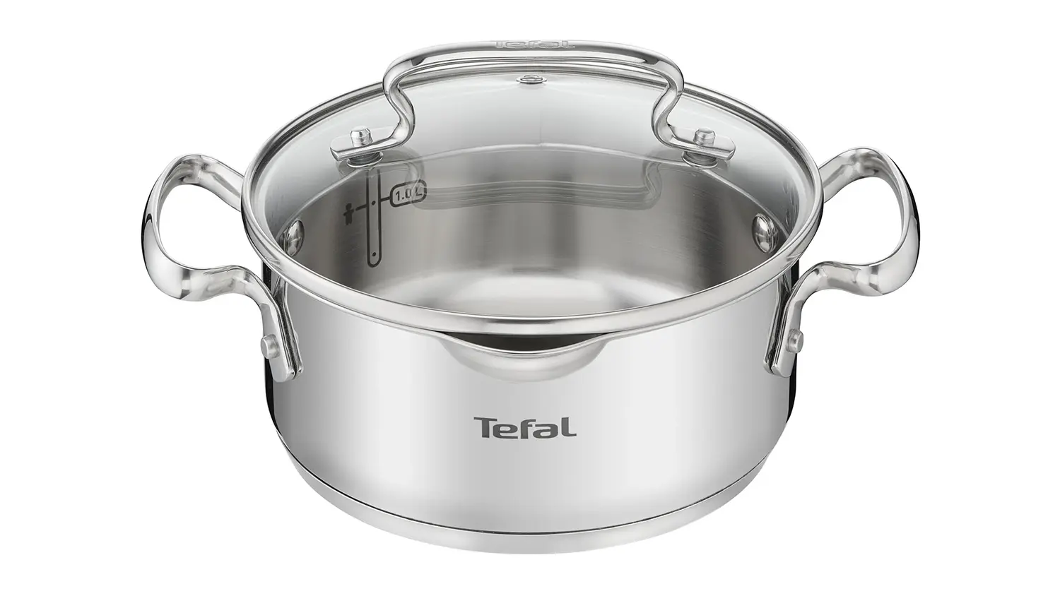 Pohled na hrnec s poklic&iacute; Tefal Duetto+ G7194355 18 cm zobrazuj&iacute;c&iacute; celkov&yacute; design.