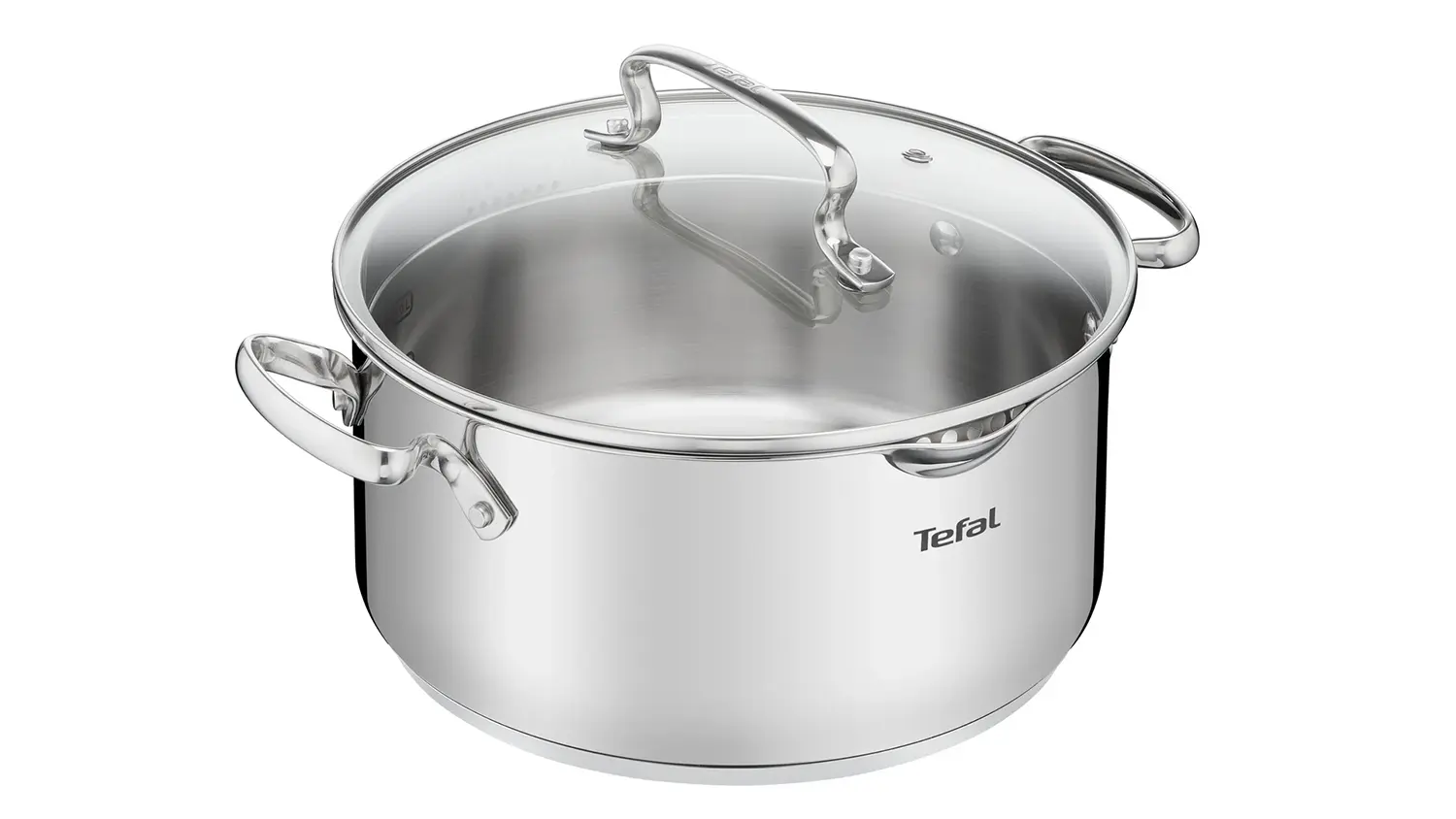 Kastrol Tefal Duetto+ zobrazující celkový design a nerezové provedení.