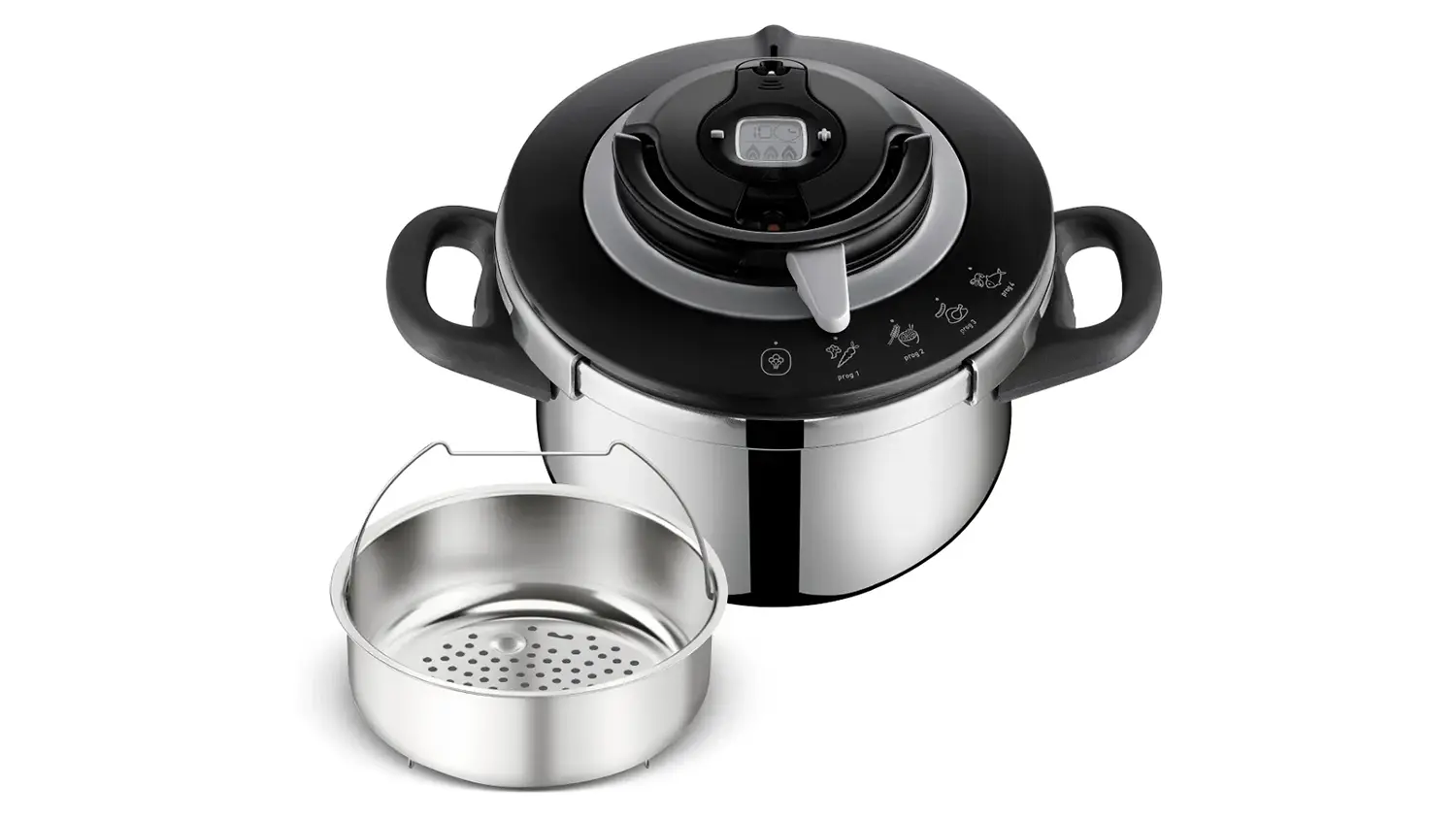 Čelní pohled na tlakový hrnec Tefal Clipso+ Chef 4,5 l P4550632.
