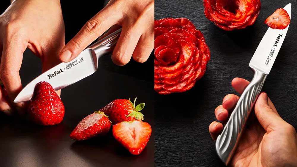 Nakrájené jahody pomocí vykrajovacího nože Tefal Precision K2890124_03