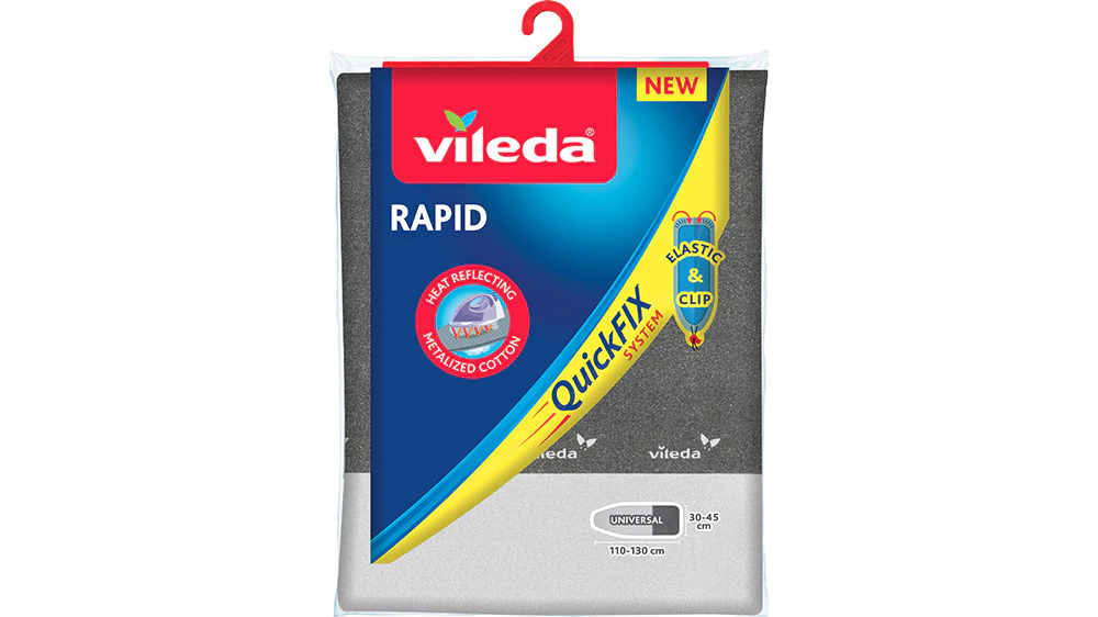 Poťah na žehliacu dosku Vileda Rapid Universal 163253 v strieborno-sivom prevedení na bielom pozadí