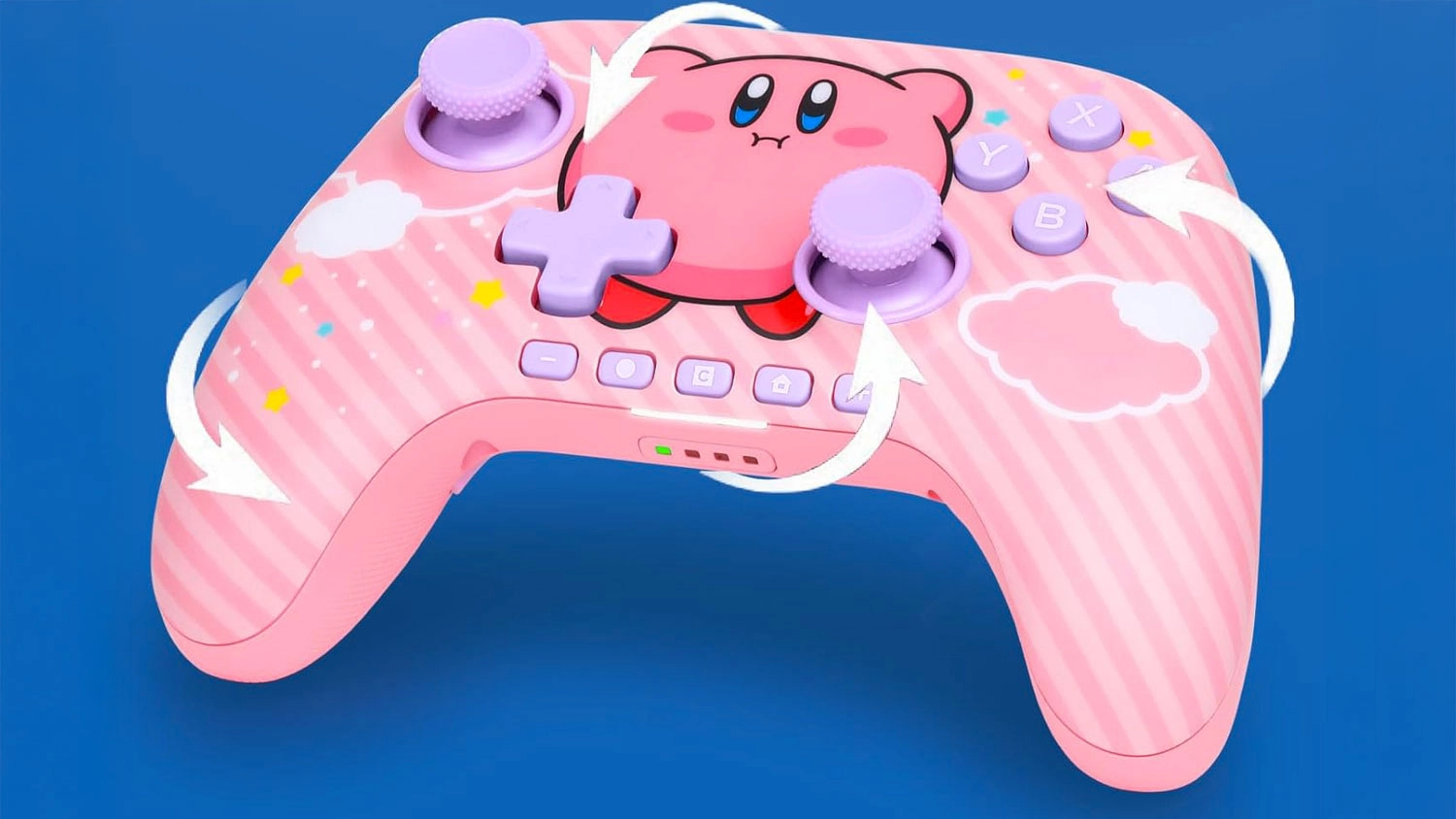 Herní ovladač PowerA Advantage Wireless Controller Nintendo Switch 2 na modrém pozadí
